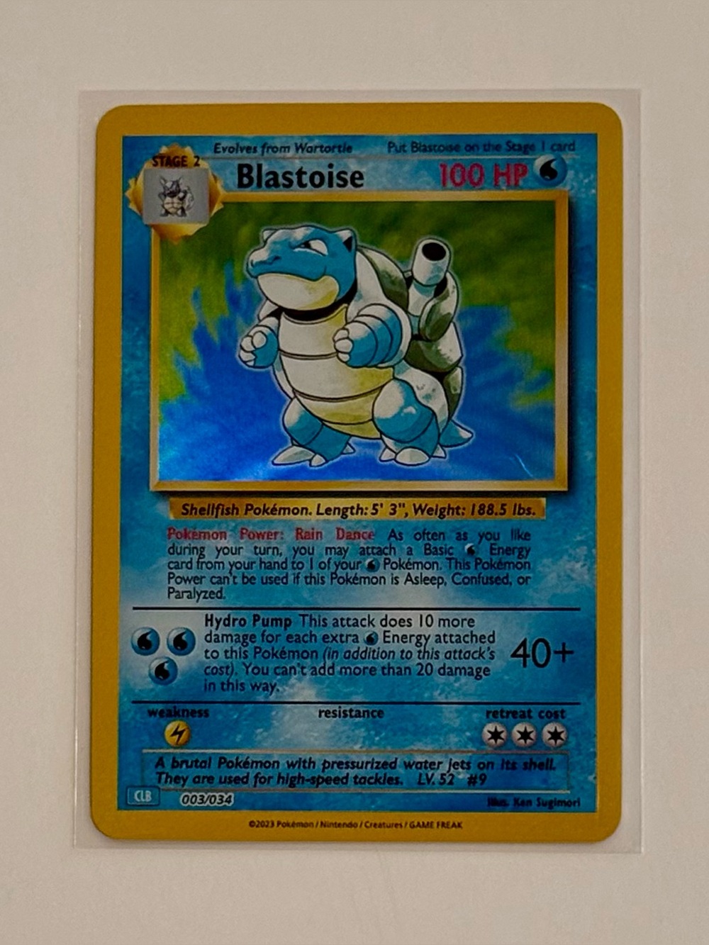 Blastoise 003 Pokemon CLB Classic Fan Art DIY Custom Card